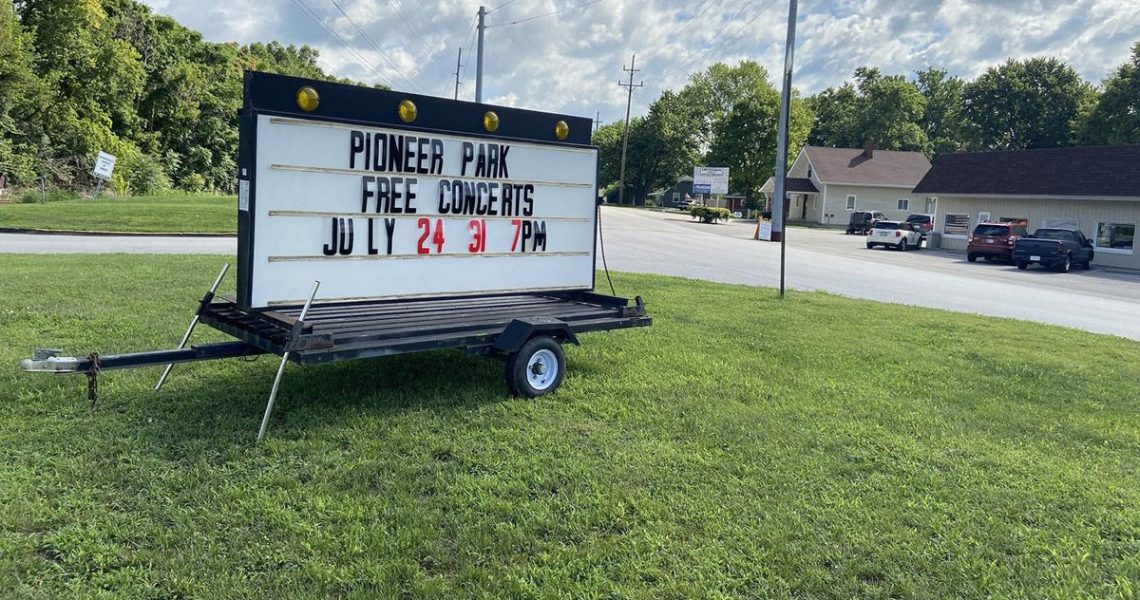 A moveable letter sign sits in an island at the intersection of Indianapolis Road and Samuel Moore Parkway in Mooresville in July. Earlier this year, campaign signs in this island, and other town rights-of-way, became a hot topic in the weeks leading up to the June primary.